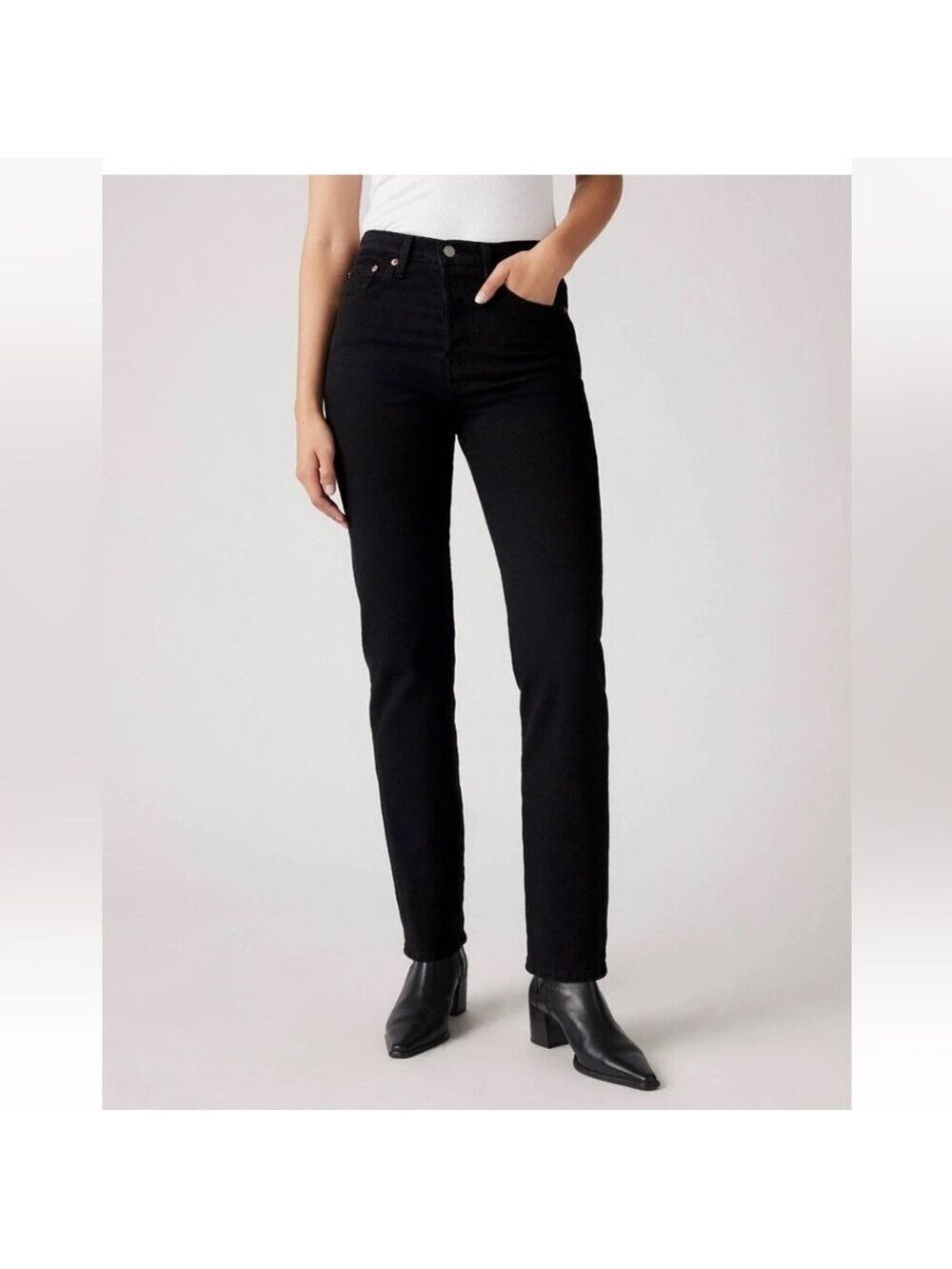 Levis Wedgie Straight Fit Jean in Black Sprout Sz 29X28 Button Fly